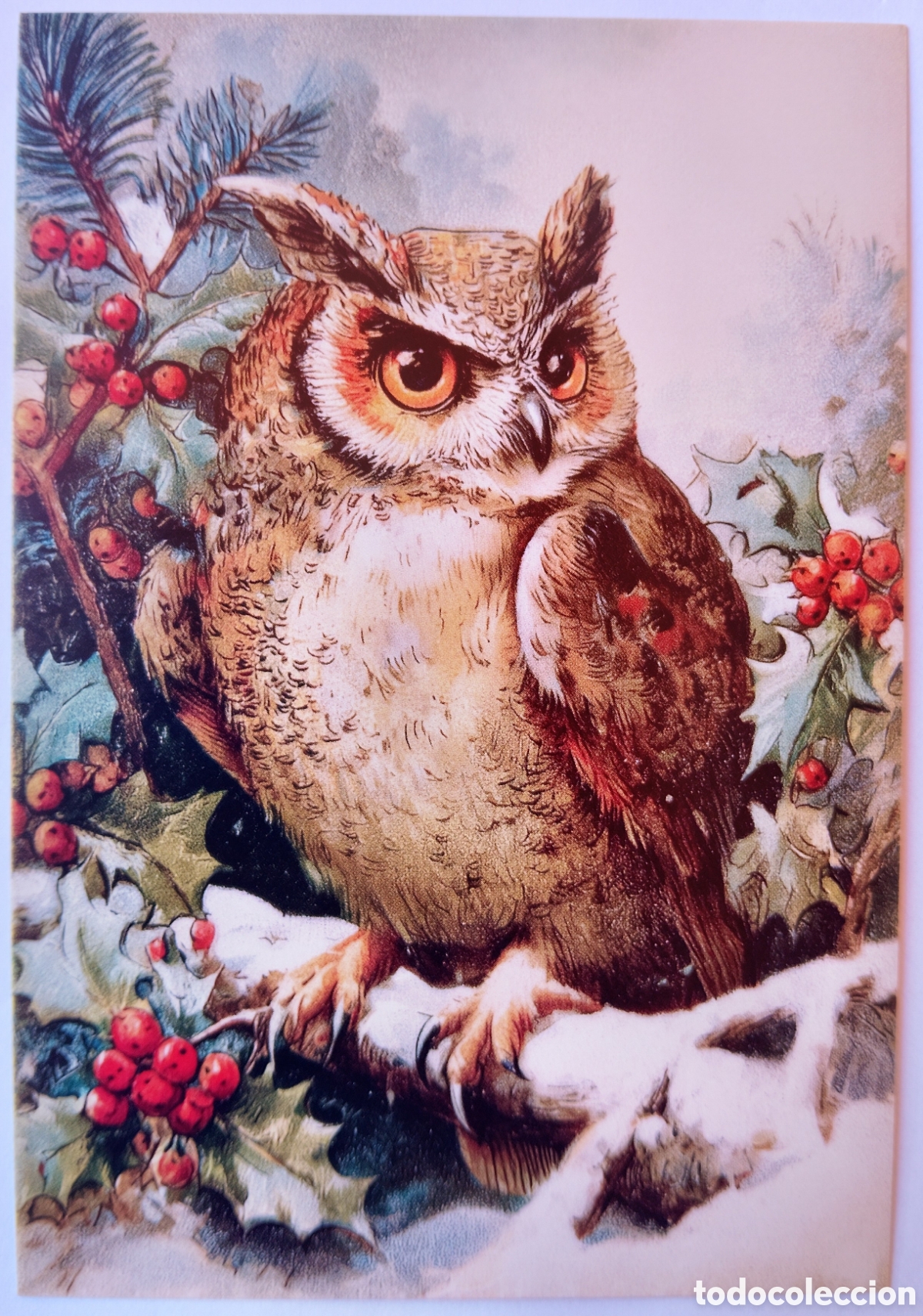 Postales: POSTAL - PAJARITO CARDENAL PAISAJE NEVADO - ESTILO ANTIGUO