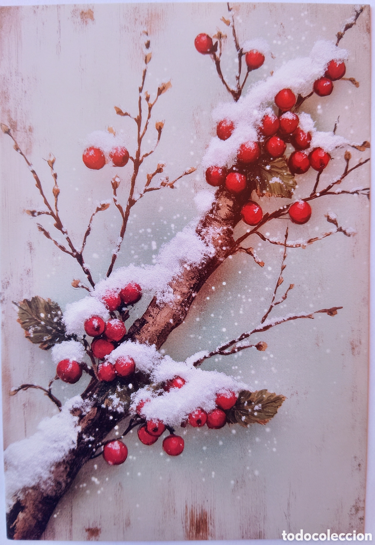 Postales: POSTAL NAVIDAD - DETALLE RAMA BAYAS PAISAJE NEVADO - ESTILO ANTIGUO