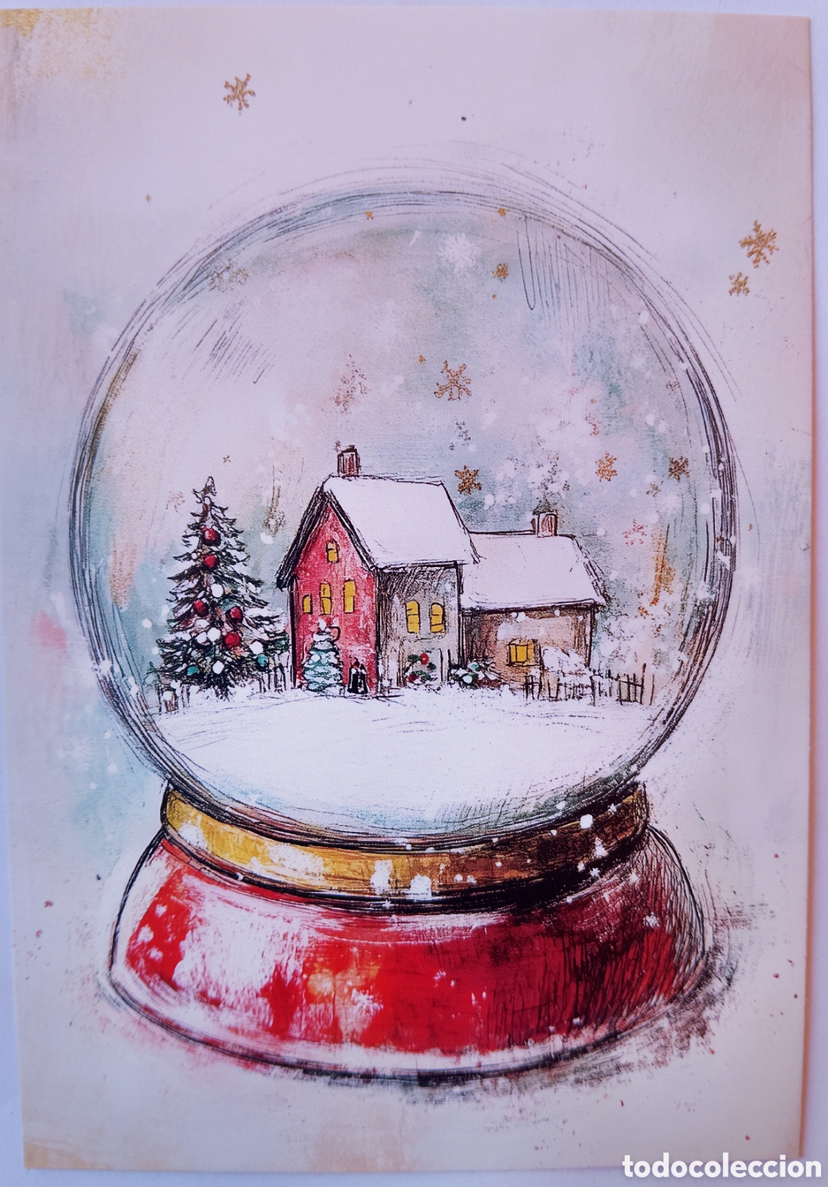 Postales: POSTAL NAVIDAD - DETALLE BOLA DE NIEVE CASITAS - ESTILO ANTIGUO