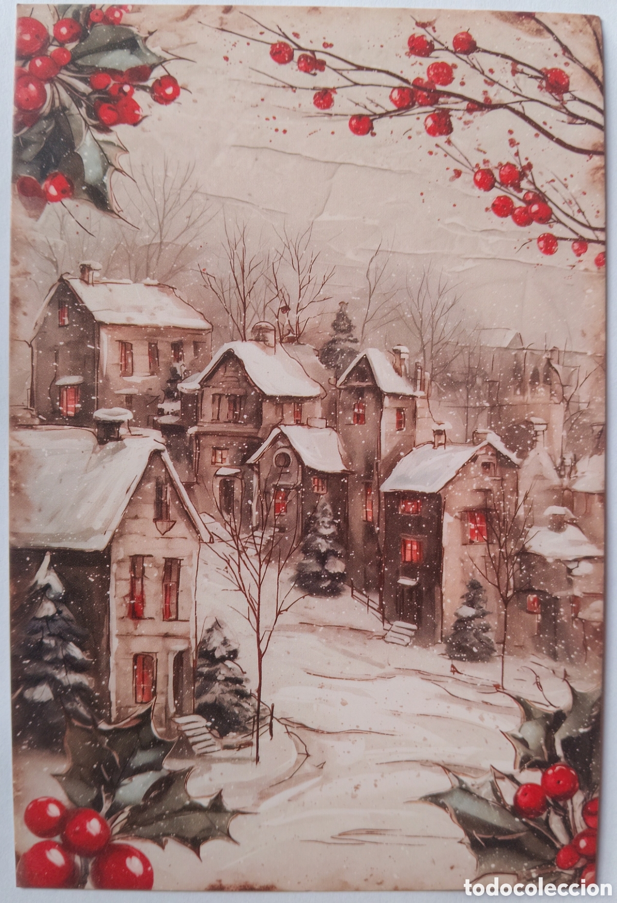 Postales: POSTAL NAVIDAD - CASAS PAISAJE NEVADO - ESTILO ANTIGUO