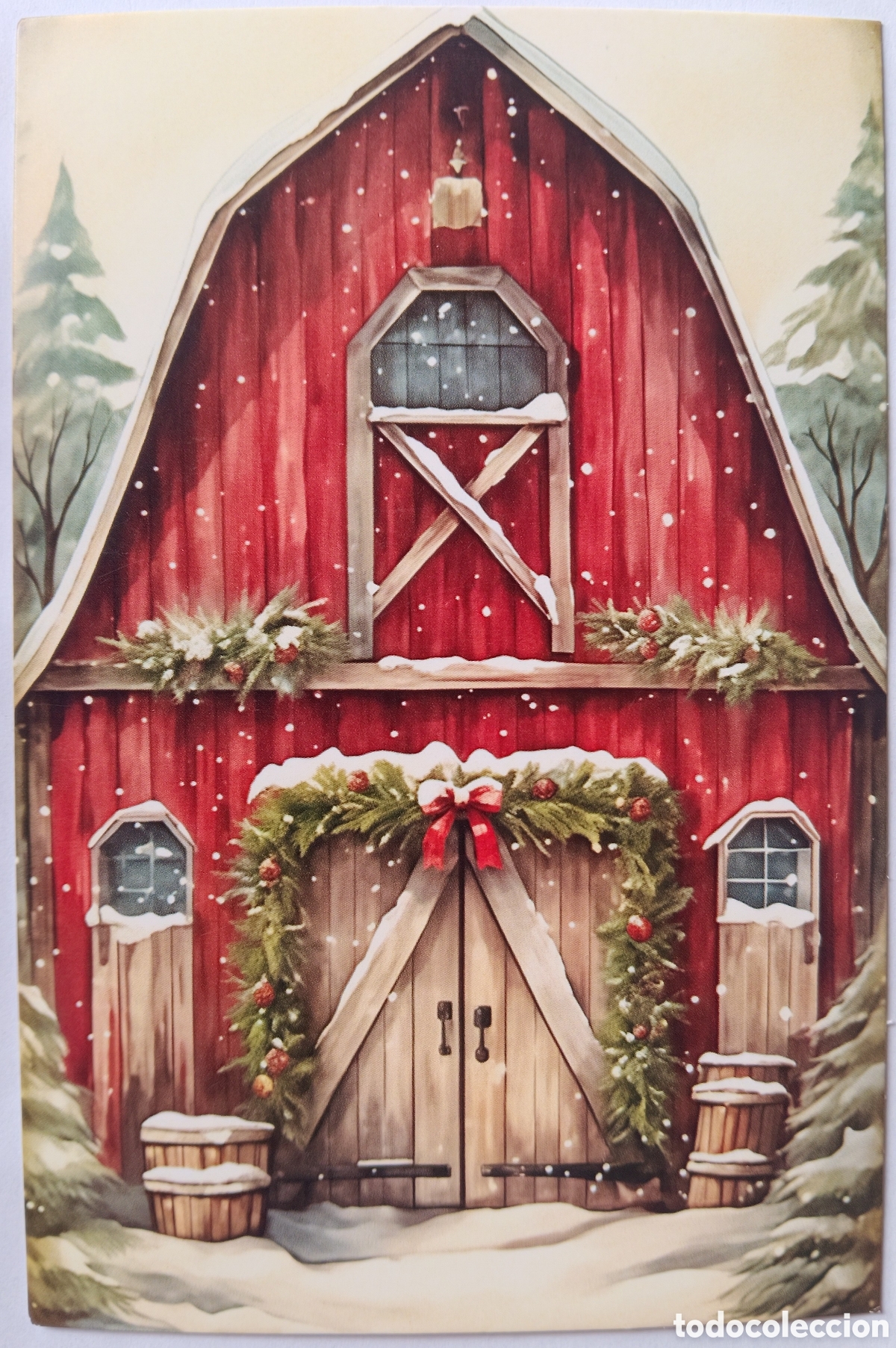 Postales: POSTAL NAVIDAD - GRANERO PAISAJE NEVADO - ESTILO ANTIGUO