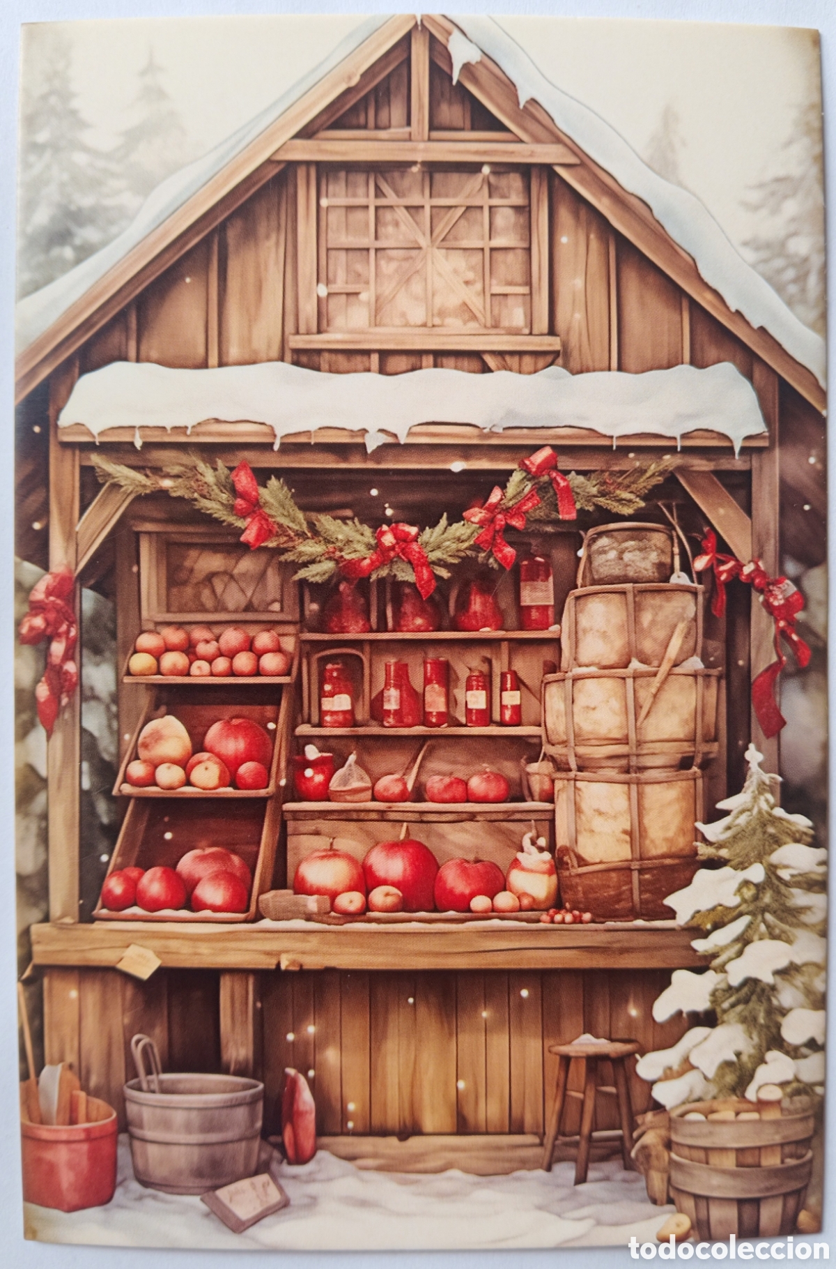 Postales: POSTAL NAVIDAD - PUESTO FRUTAS MERCADO NAVIDE&Ntilde;O - ESTILO ANTIGUO