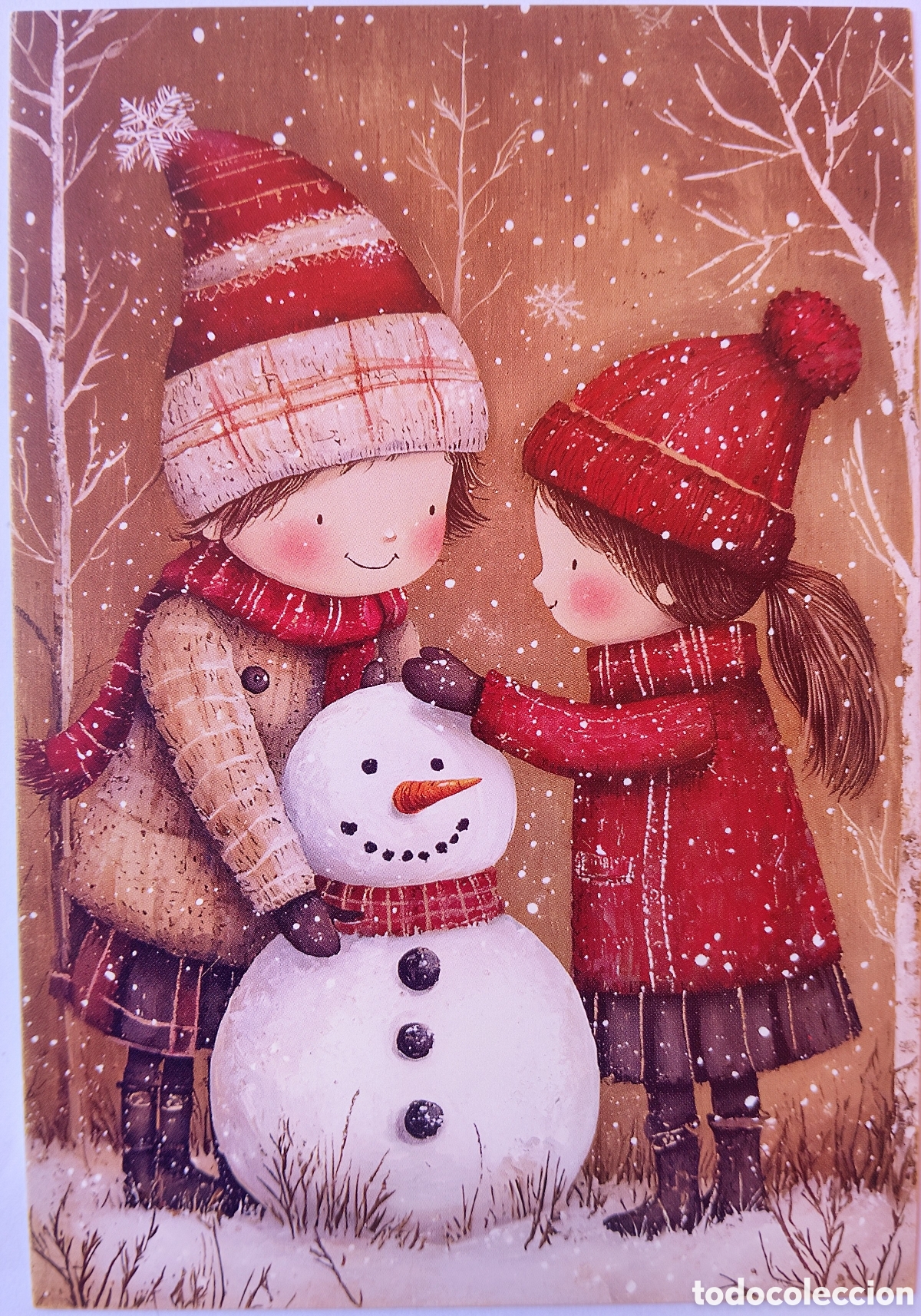 Postales: POSTAL NAVIDAD - NI&Ntilde;OS MU&Ntilde;ECO DE NIEVE