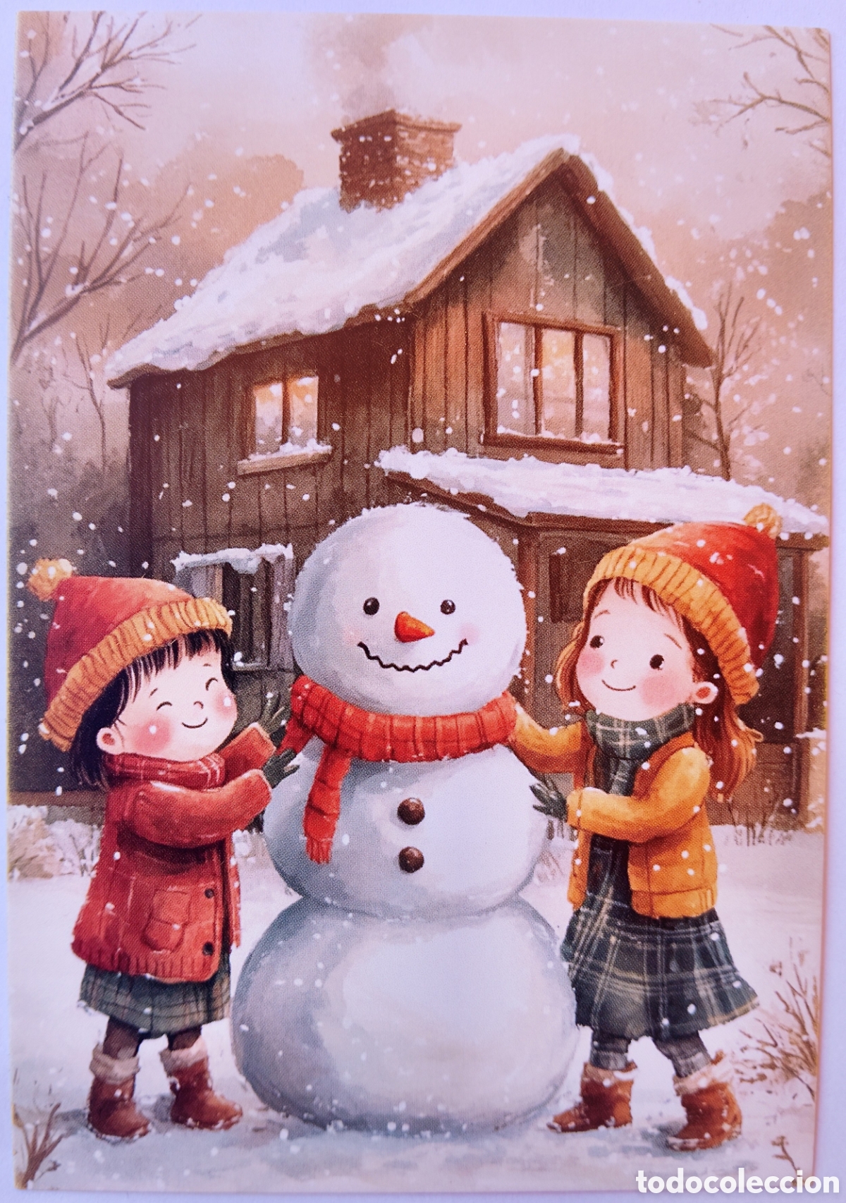 Postales: POSTAL NAVIDAD - NI&Ntilde;OS MU&Ntilde;ECO DE NIEVE