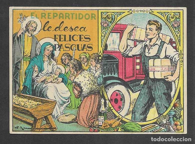Postales: Felicitacion / Nadala. El Repartidor le desea Felices Pascuas 1950 J. Ram&oacute;n