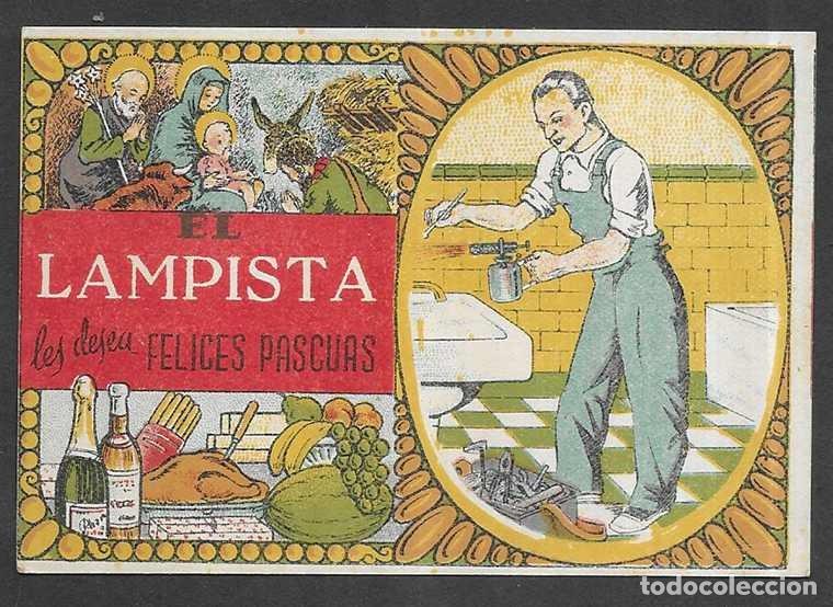 Postales: Felicitacion / Nadala. El Lampista les desea Felices Pascuas 1950
