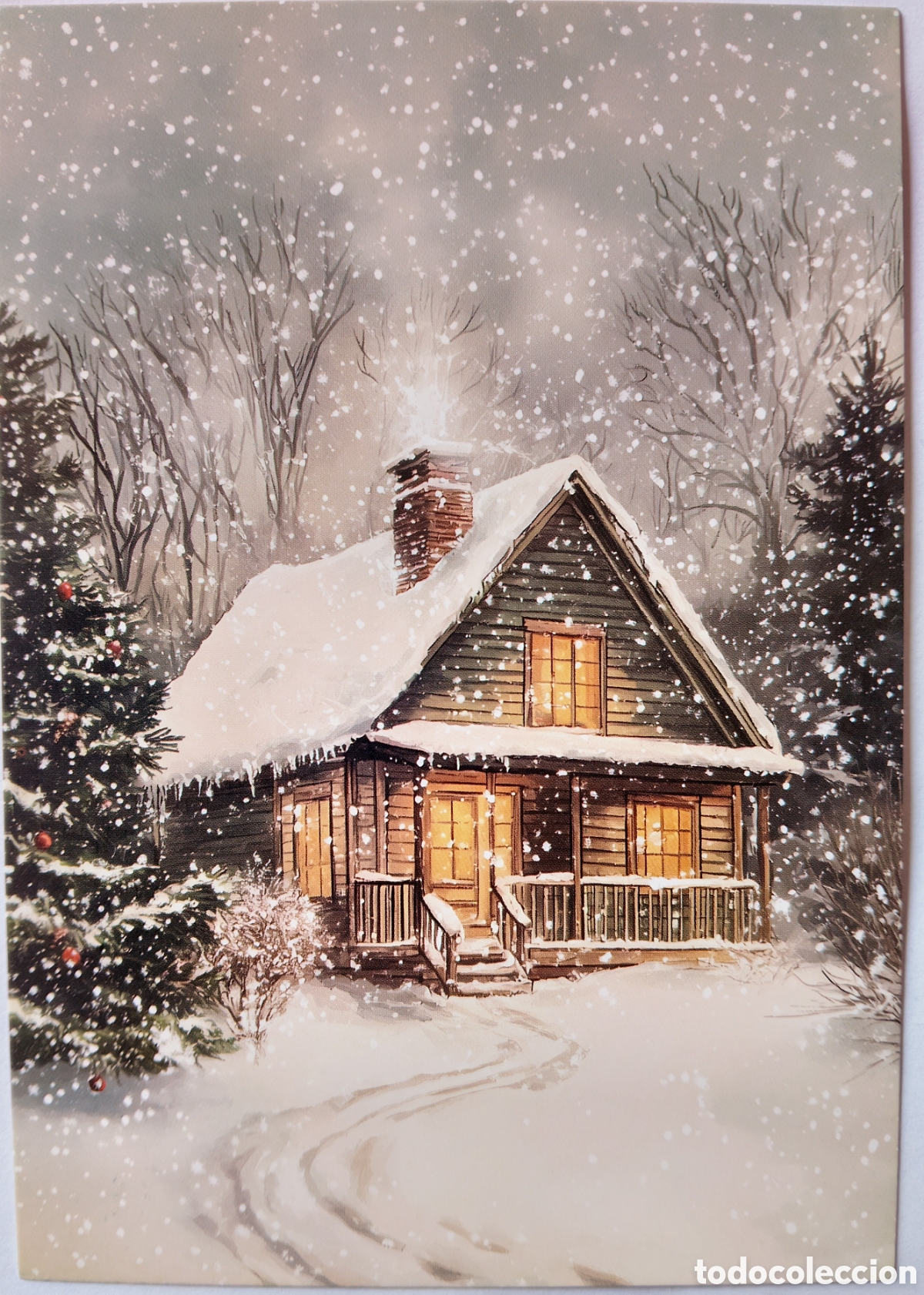 Postales: POSTAL NAVIDAD - CABA&Ntilde;A CASA PAISAJE NEVADO - ESTILO ANTIGUO