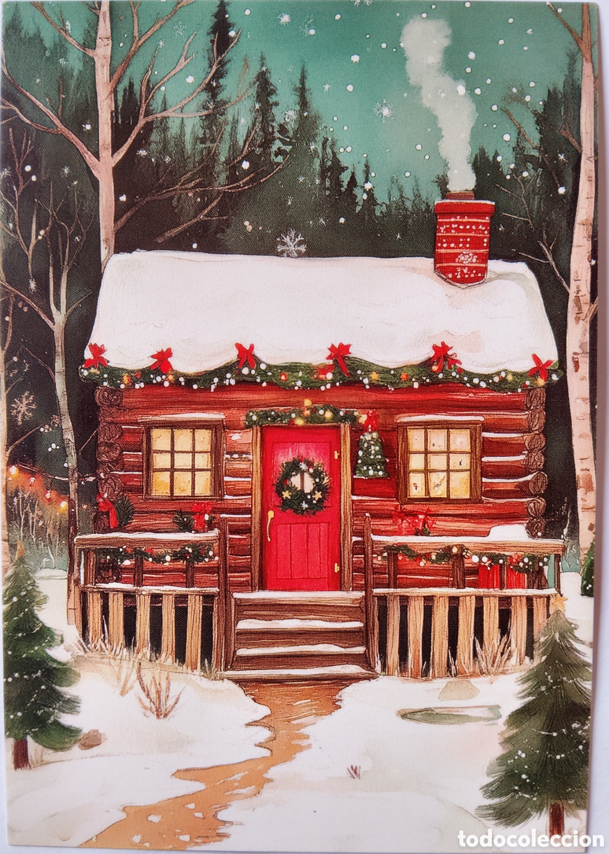 Postales: POSTAL NAVIDAD - CABA&Ntilde;A CASA PAISAJE NEVADO - ESTILO ANTIGUO