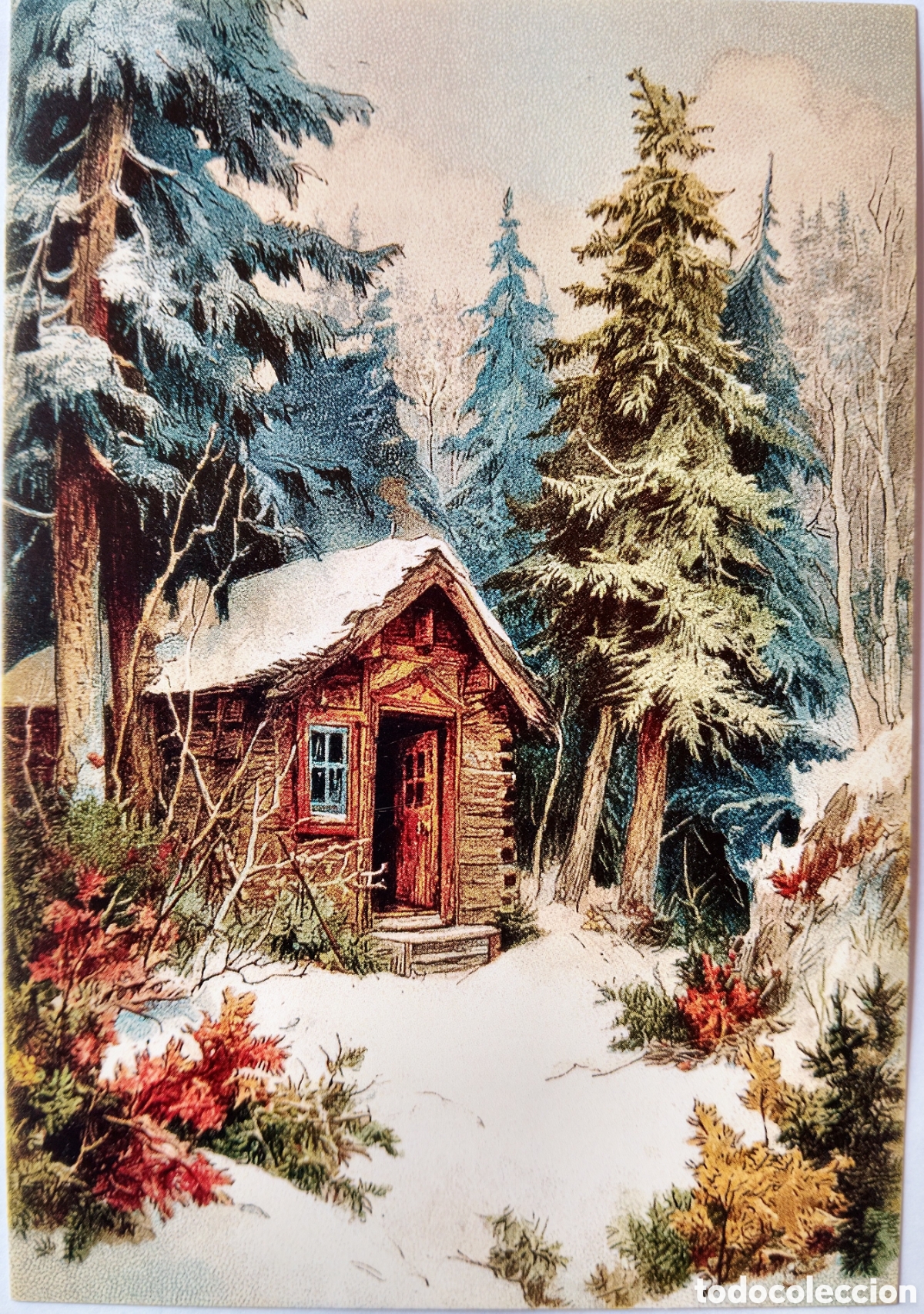 Postales: POSTAL NAVIDAD - CABA&Ntilde;A CASA PAISAJE NEVADO BOSQUE - ESTILO ANTIGUO