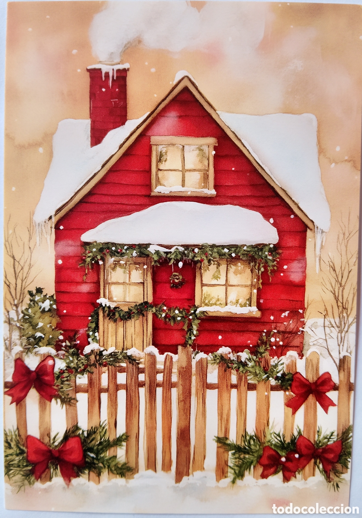 Postales: POSTAL NAVIDAD - CABA&Ntilde;A CASA PAISAJE NEVADO - ESTILO ANTIGUO