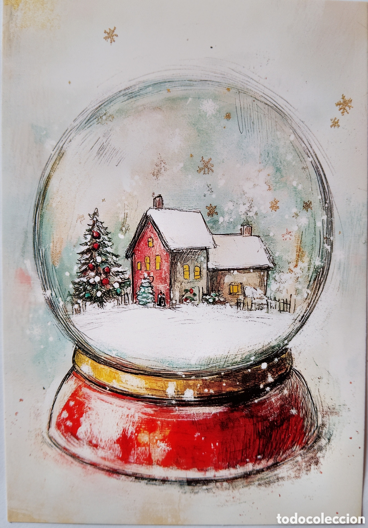 Postales: POSTAL NAVIDAD - DETALLE BOLA DE NIEVE CASITAS - ESTILO ANTIGUO