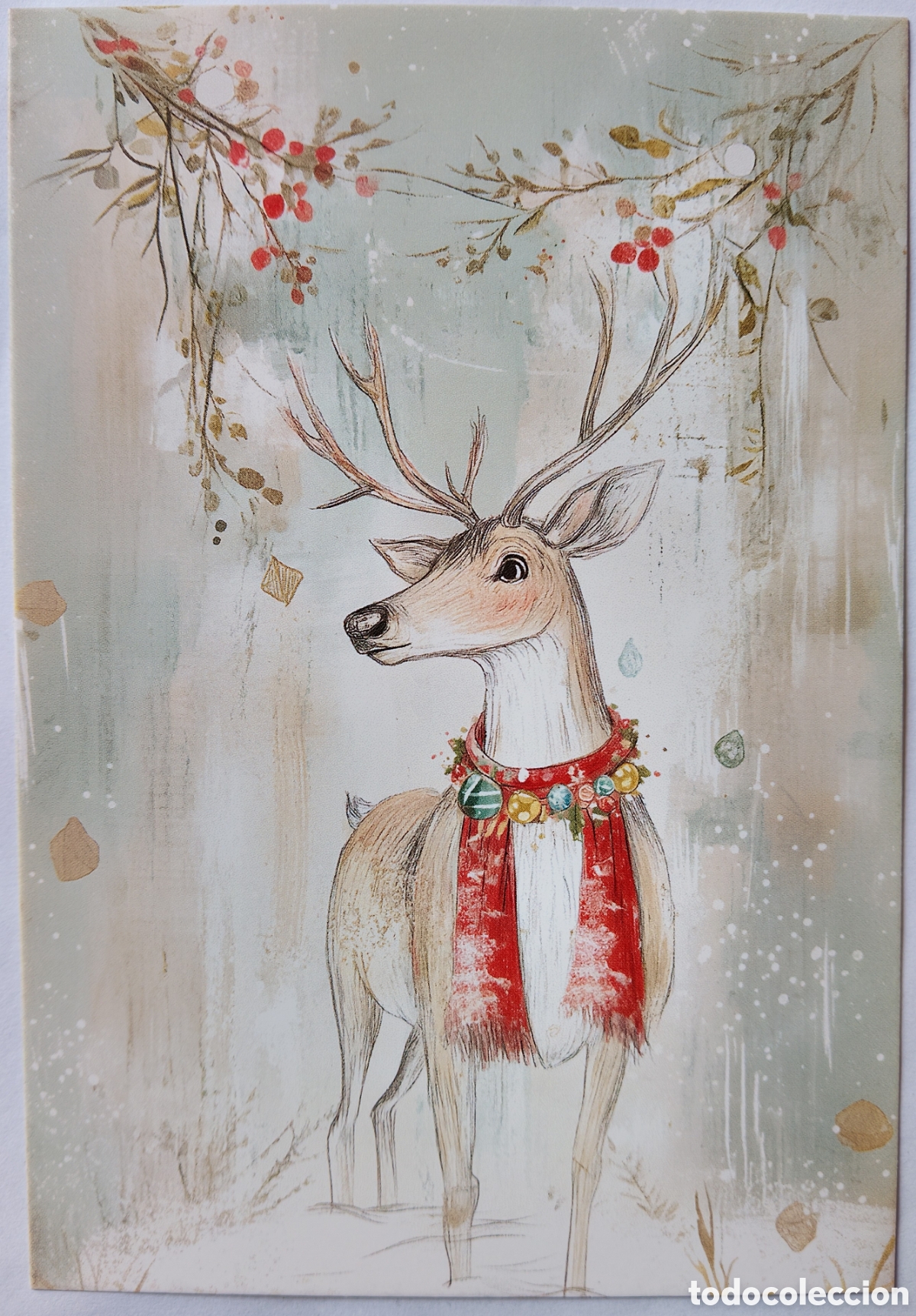 Postales: POSTAL NAVIDAD - CIERVO BAMBI PAISAJE NEVADO - ESTILO ANTIGUO