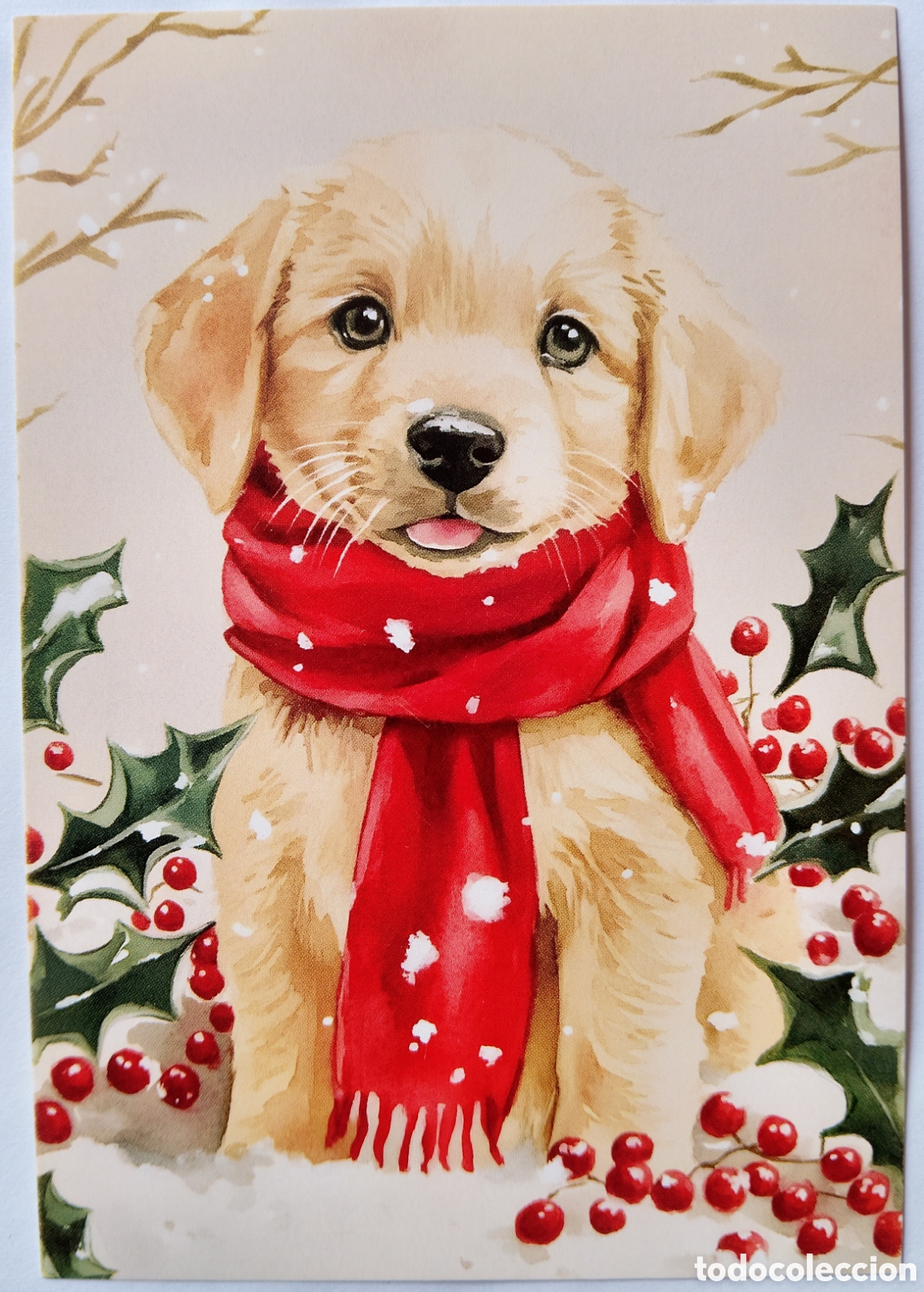 Postales: POSTAL NAVIDAD - PERRITO PAISAJE NEVADO - ESTILO ANTIGUO