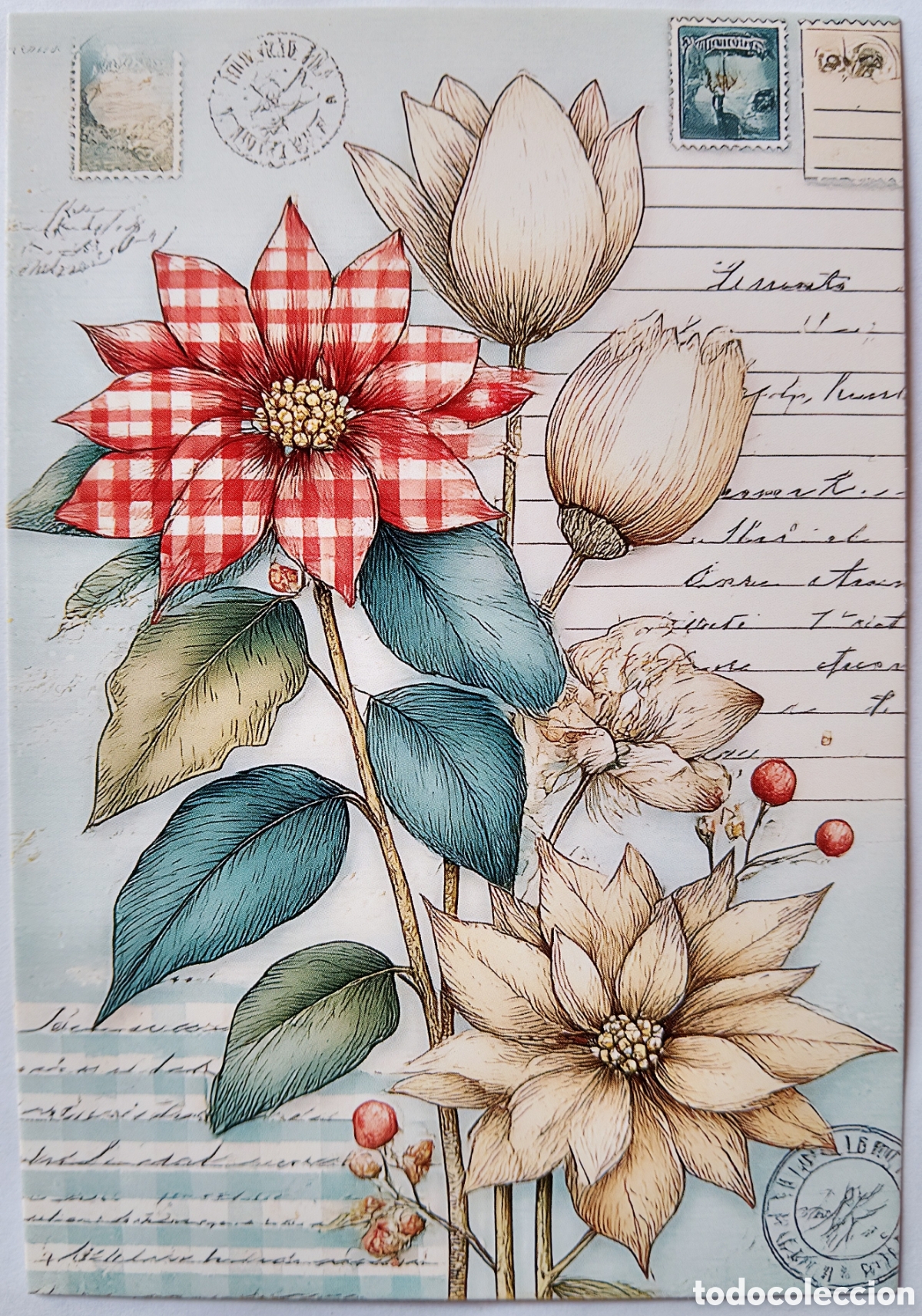 Postales: POSTAL NAVIDAD - FLORES DE PASCUA - ESTILO ANTIGUO