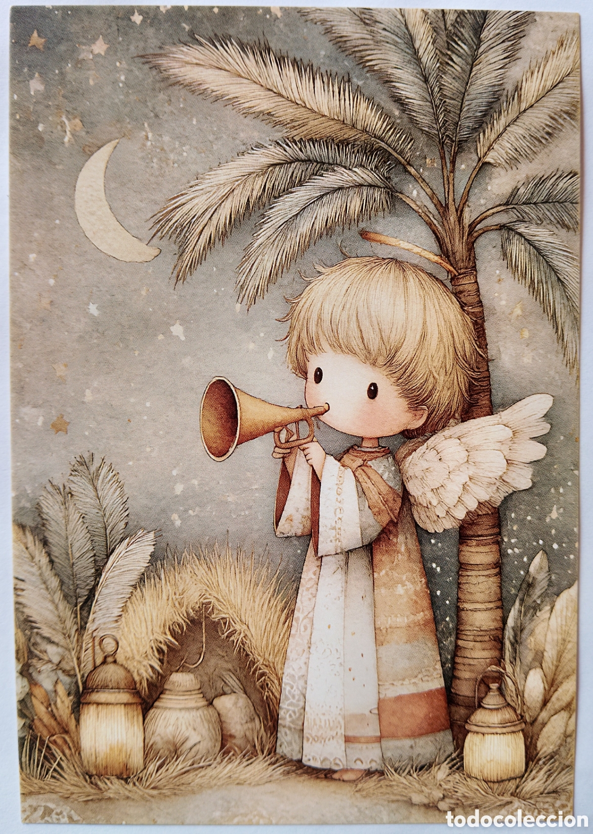 Postales: POSTAL NAVIDAD - NACIMIENTO BEL&Eacute;N ANGELITO ANUNCIADOR