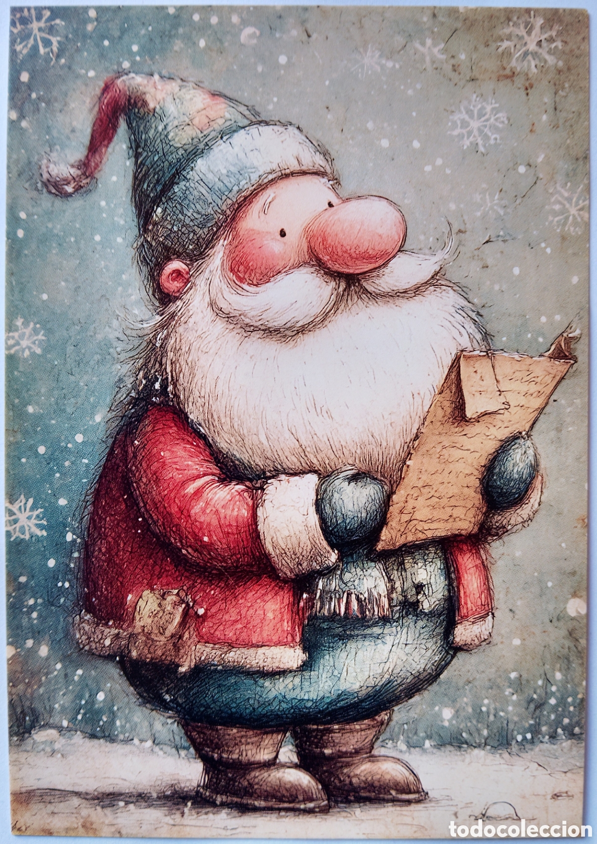 Postales: POSTAL NAVIDAD - PAP&Aacute; NOEL CARTA NIEVE - ESTILO ANTIGUO