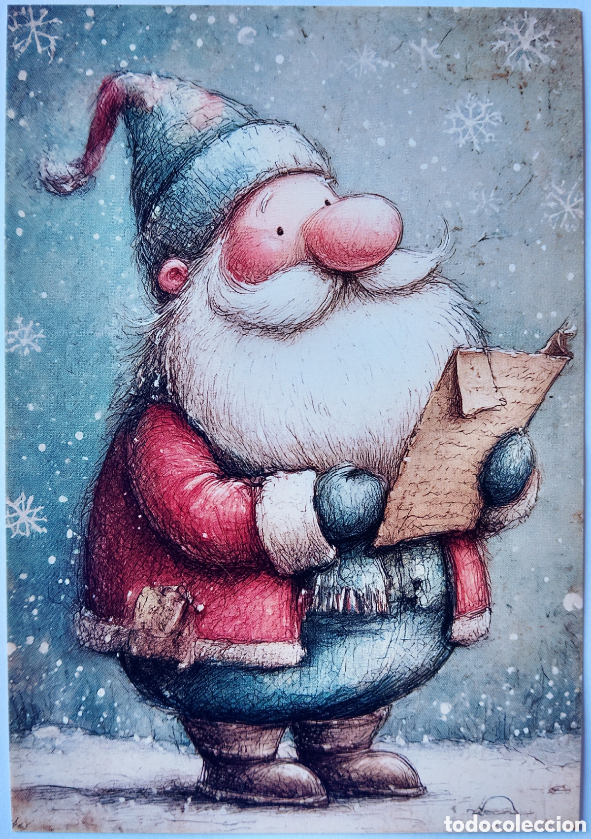 Postales: POSTAL NAVIDAD - PAP&Aacute; NOEL CARTA NIEVE - ESTILO ANTIGUO