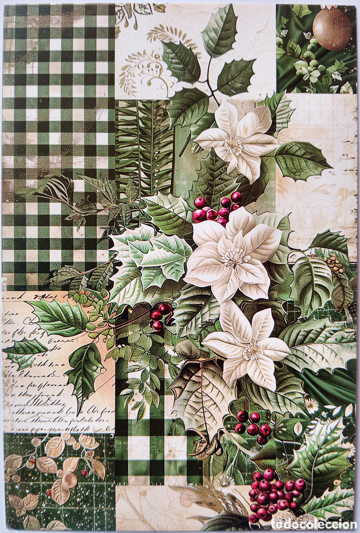 Postales: POSTAL NAVIDAD - DETALLE ACEBO FLORES DE PASCUA - ESTILO ANTIGUO