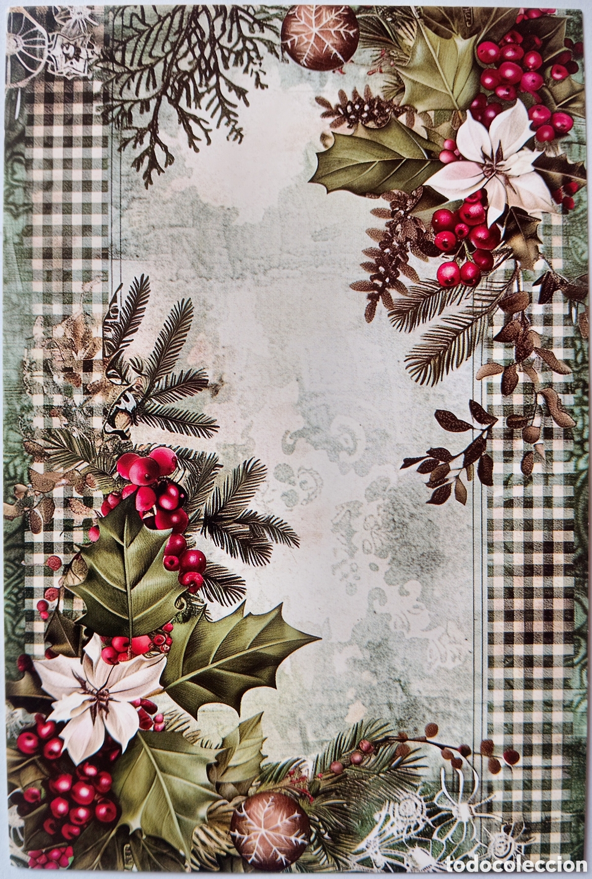 Postales: POSTAL NAVIDAD - DETALLE ACEBO FLORES DE PASCUA - ESTILO ANTIGUO