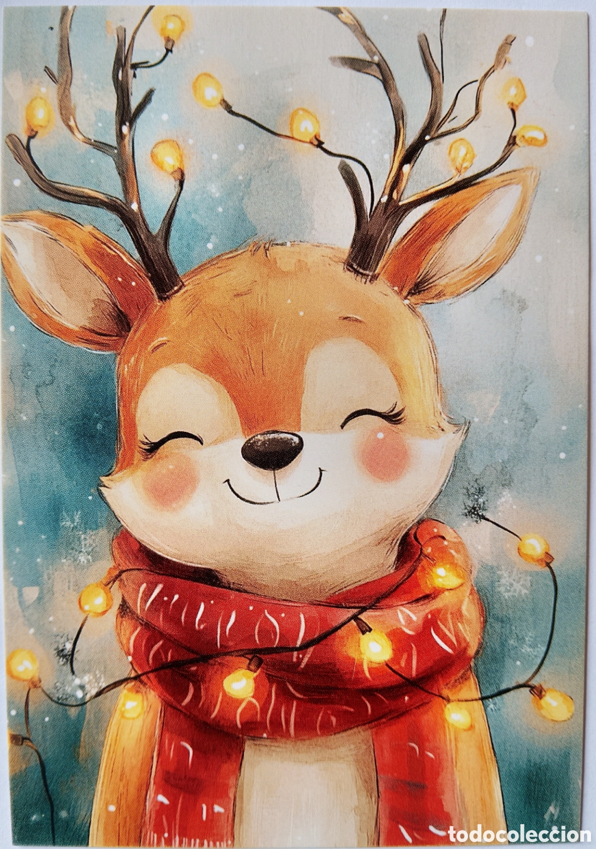 Postales: POSTAL NAVIDAD - RENO GUIRNALDA LUCES - ESTILO ANTIGUO