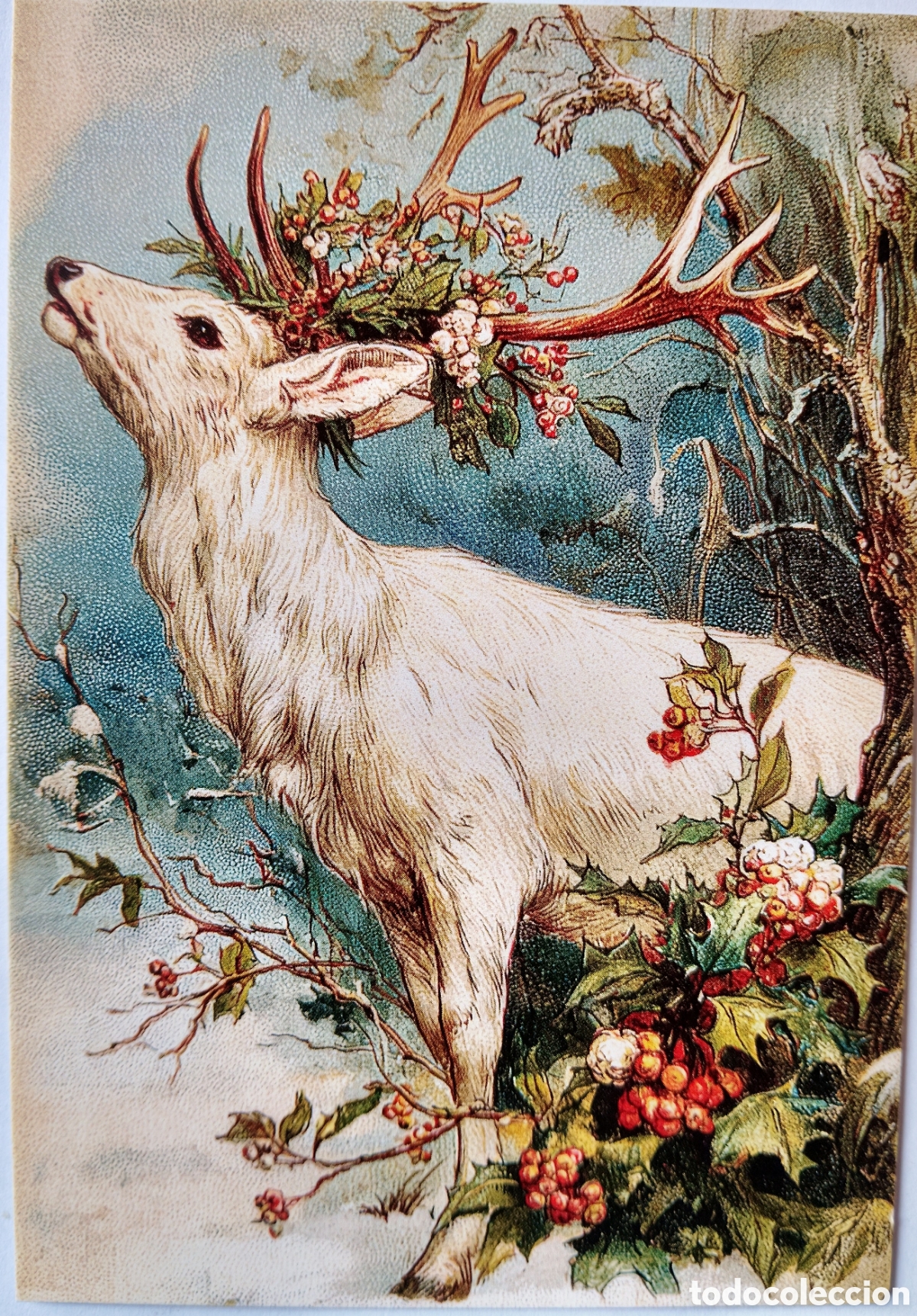 Postales: POSTAL NAVIDAD - CIERVO PAISAJE NEVADO - ESTILO ANTIGUO