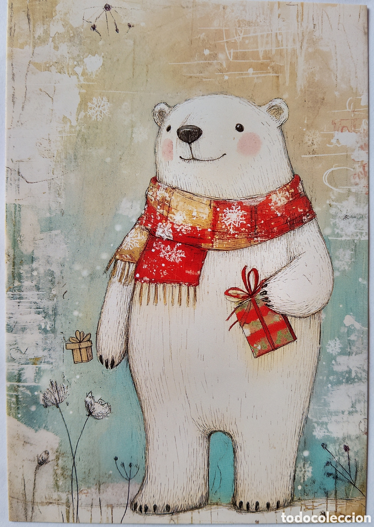 Postales: POSTAL NAVIDAD - OSO POLAR PAISAJE NEVADO - ESTILO ANTIGUO