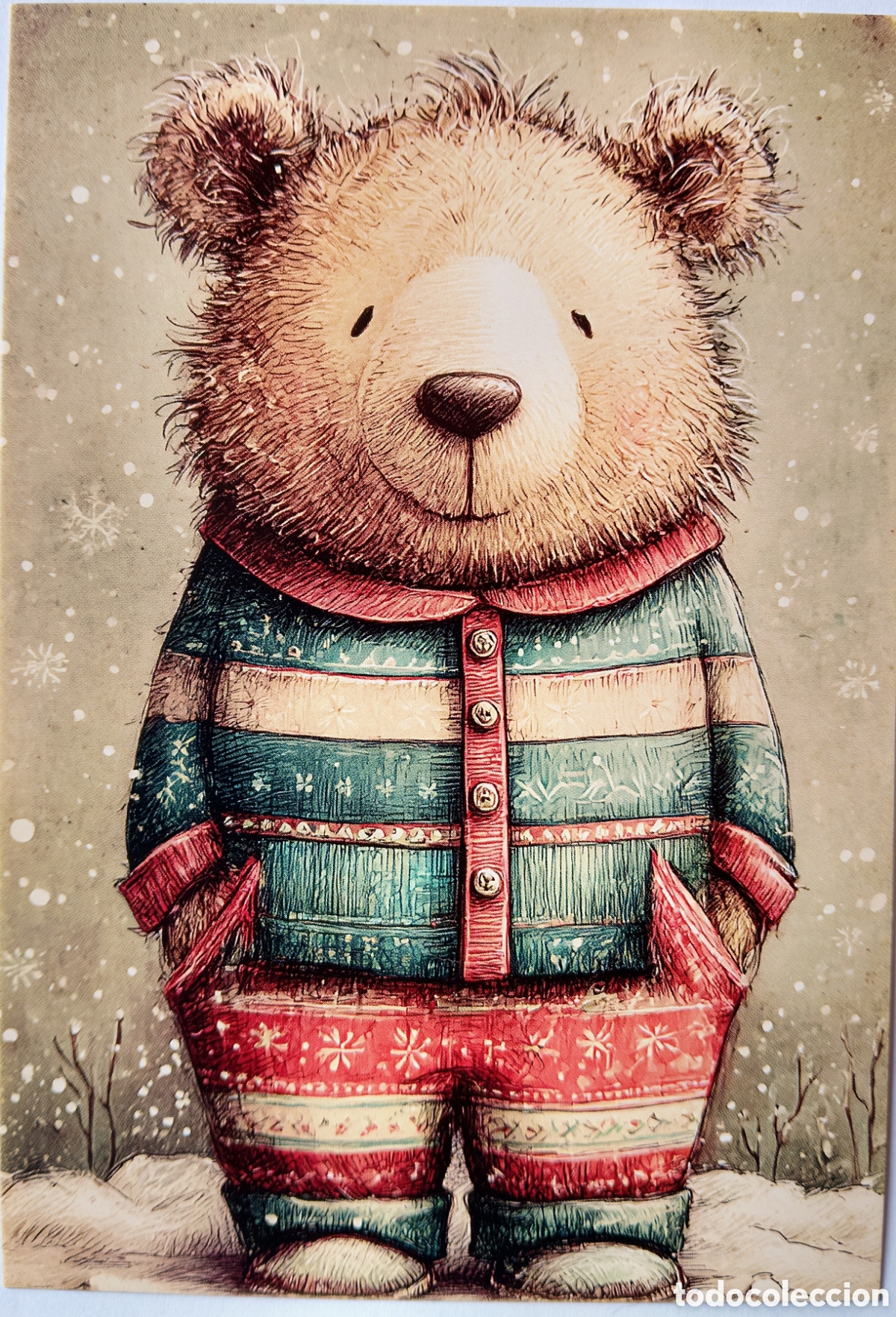 Postales: POSTAL NAVIDAD - OSO OSITO NIEVE - ESTILO ANTIGUO