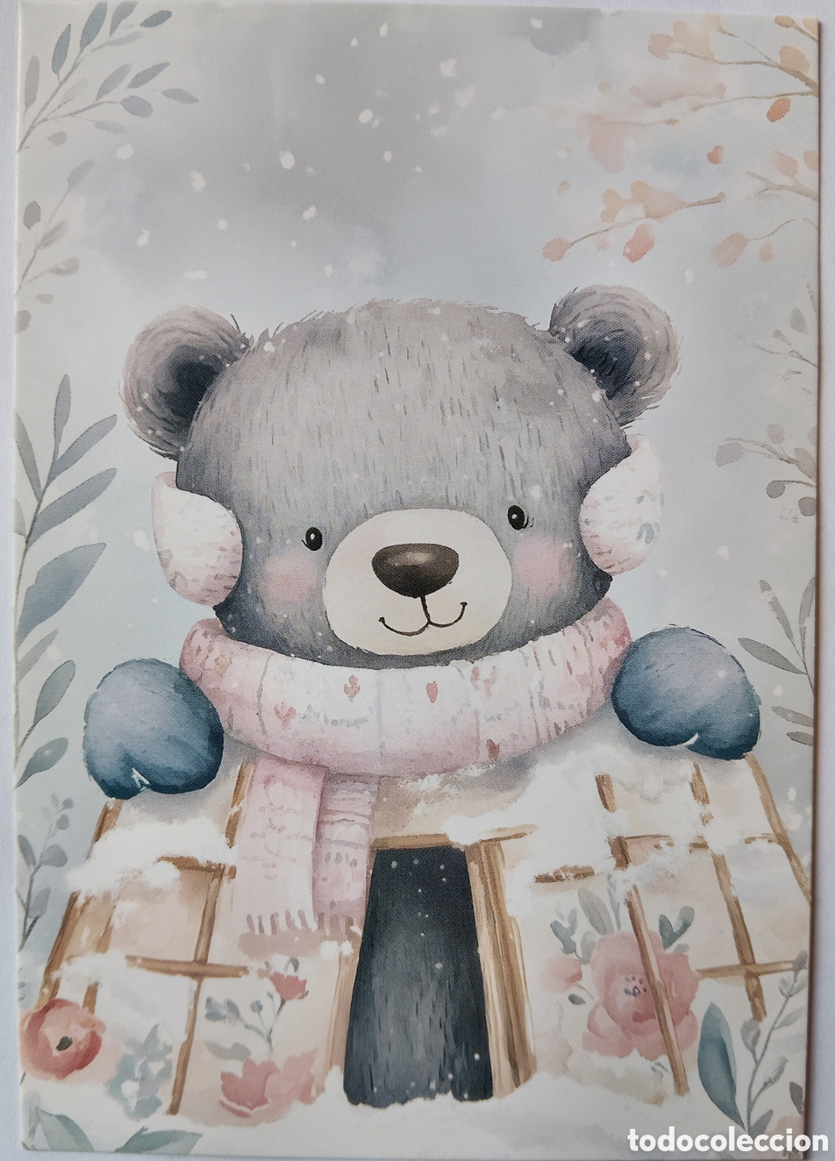 Postales: POSTAL NAVIDAD - OSO OSITO OREJERAS PAISAJE NEVADO - ESTILO ANTIGUO