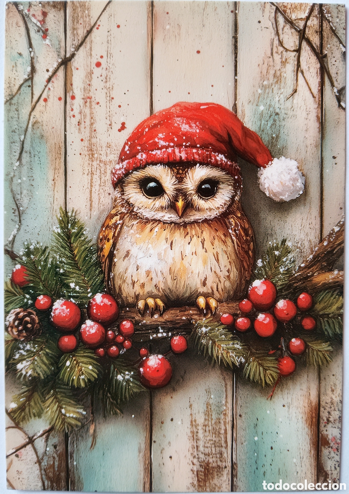 Postales: POSTAL NAVIDAD - B&Uacute;HO GORRO MU&Eacute;RDAGO - ESTILO ANTIGUO