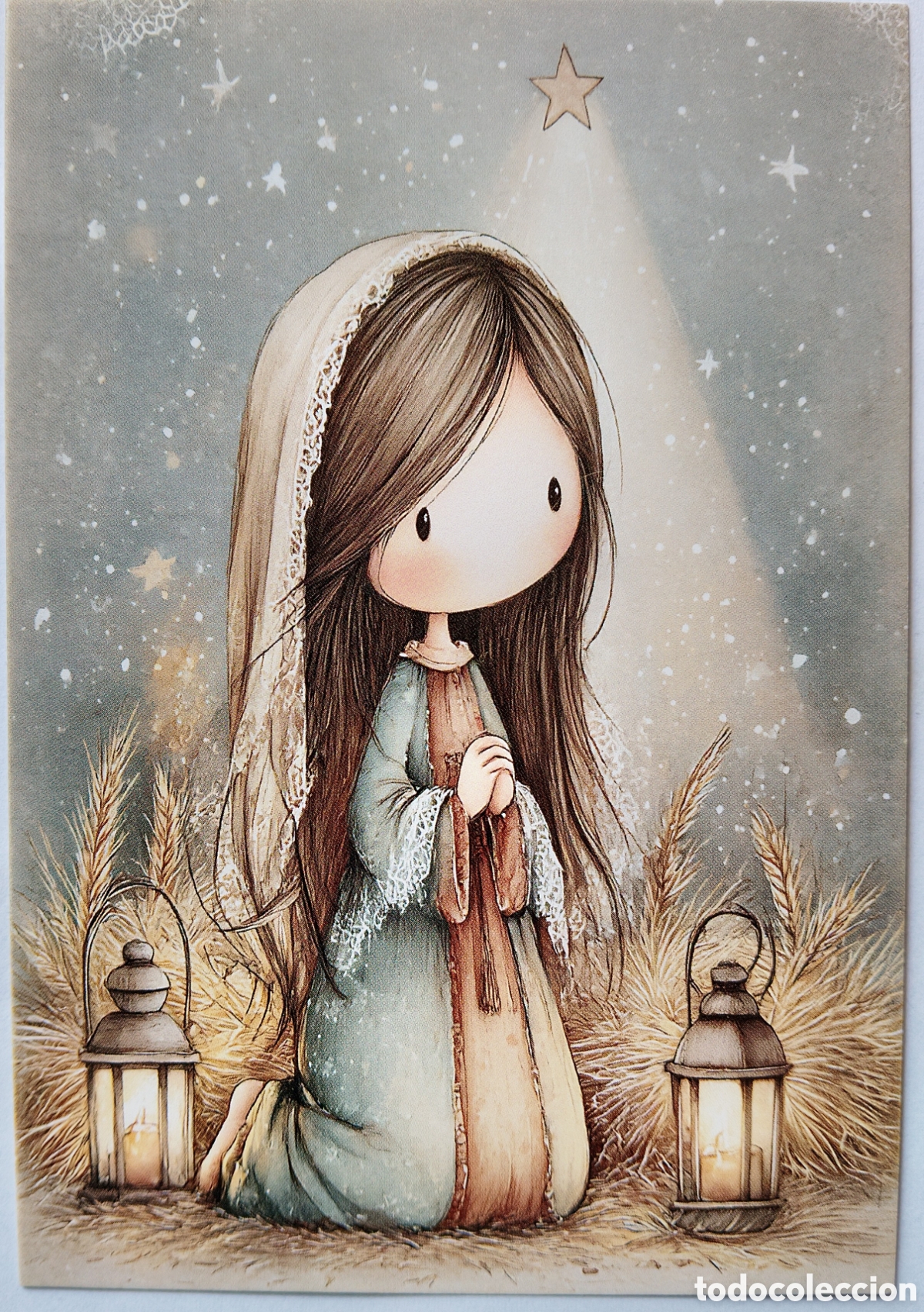 Postales: POSTAL NAVIDAD - NACIMIENTO BEL&Eacute;N VIRGEN MAR&Iacute;A REZANDO PESEBRE