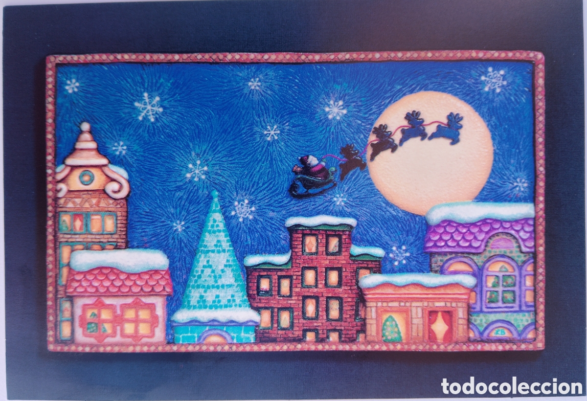 Postales: FELICITACI&Oacute;N NAVIDAD - PAP&Aacute; NOEL TRINEO PAISAJE NEVADO