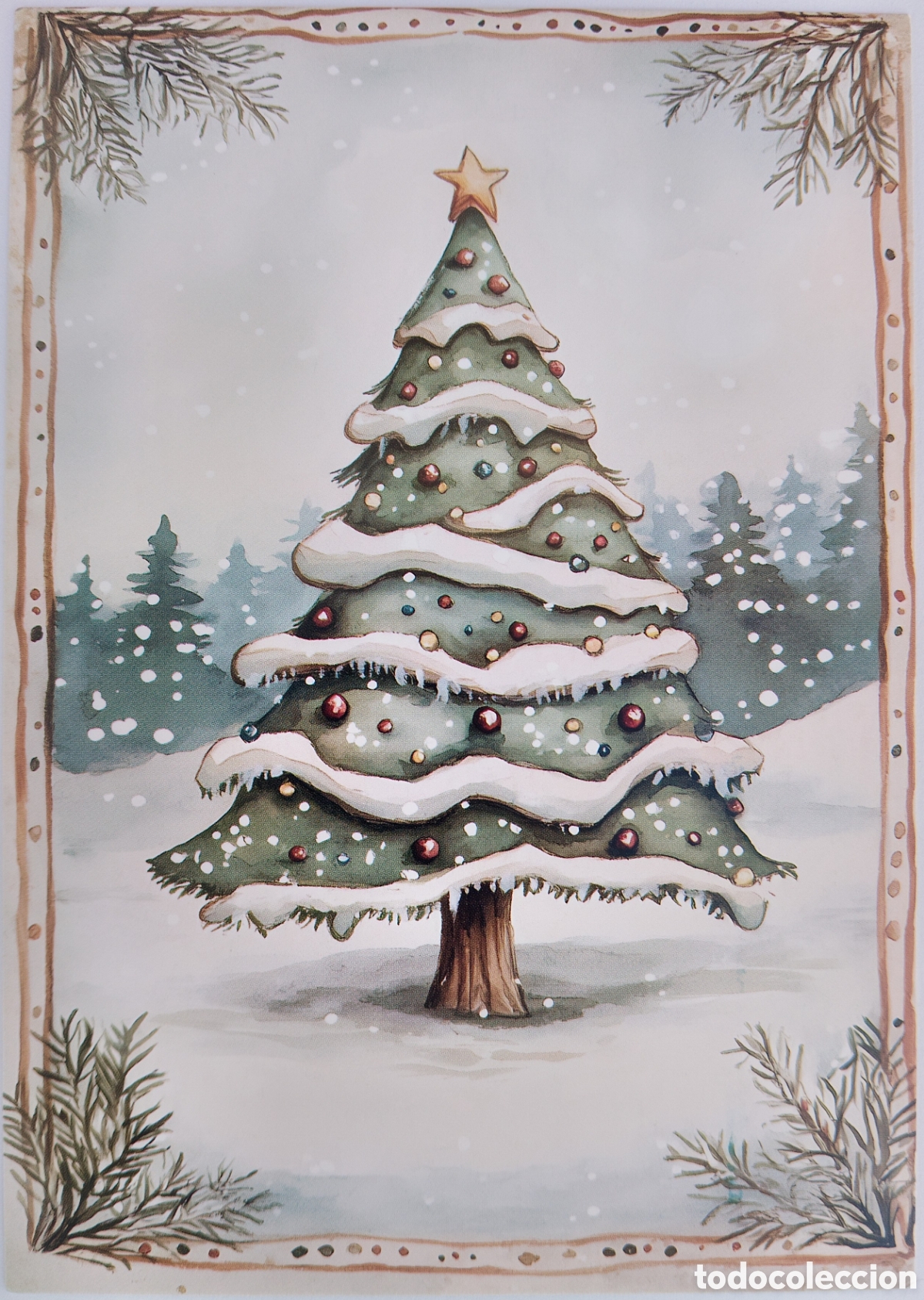 Postales: POSTAL NAVIDAD - &Aacute;RBOL PAISAJE NEVADO - ESTILO ANTIGUO