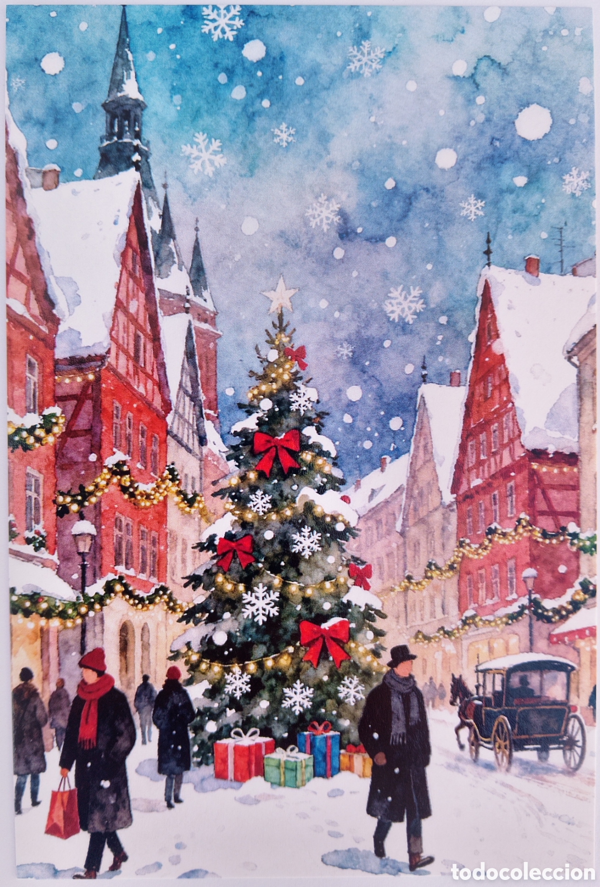 Postales: POSTAL NAVIDAD - PAISAJE NEVADO CIUDAD