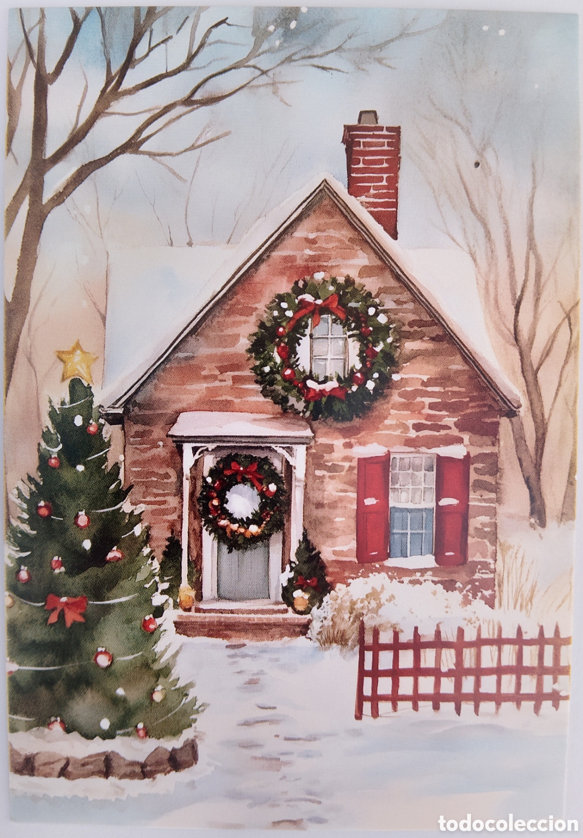 Postales: POSTAL NAVIDAD - CASA PAISAJE NEVADO - ESTILO ANTIGUO