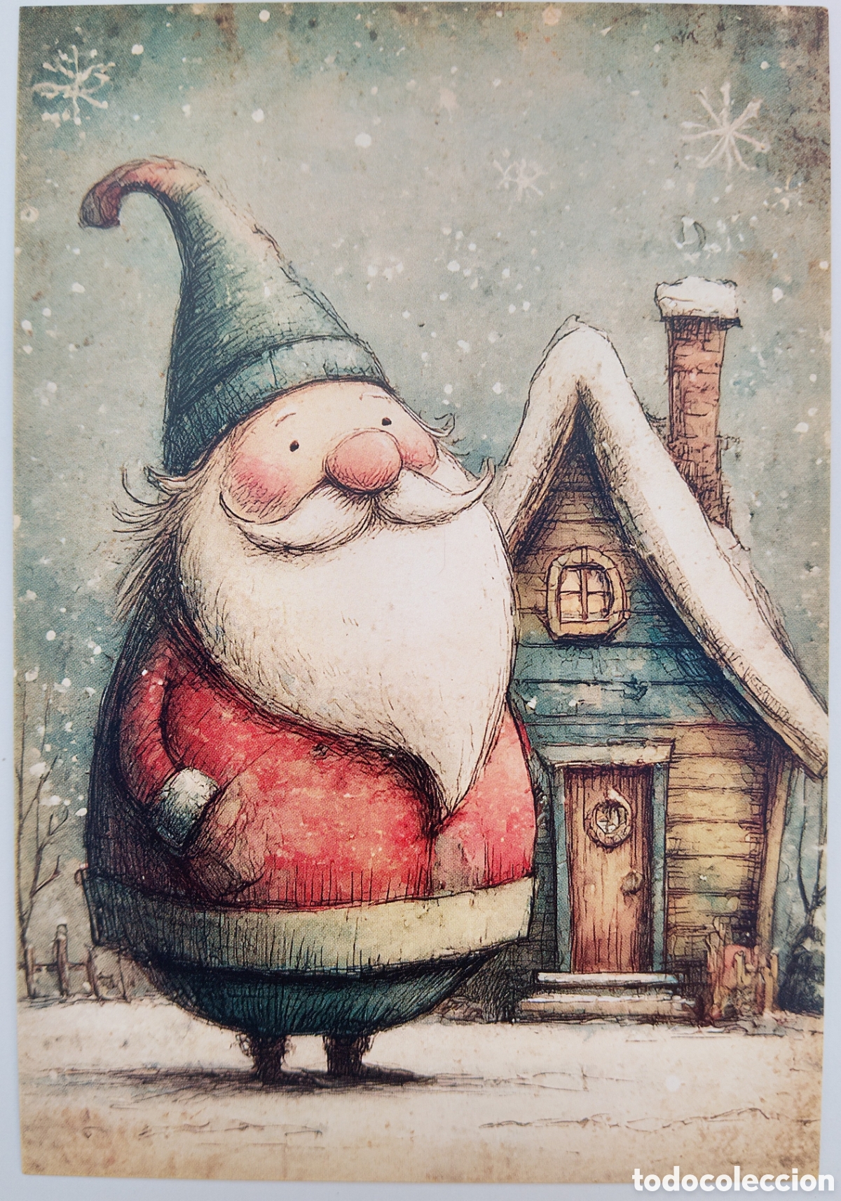 Postales: POSTAL NAVIDAD - PAP&Aacute; NOEL CASITA NIEVE - ESTILO ANTIGUO