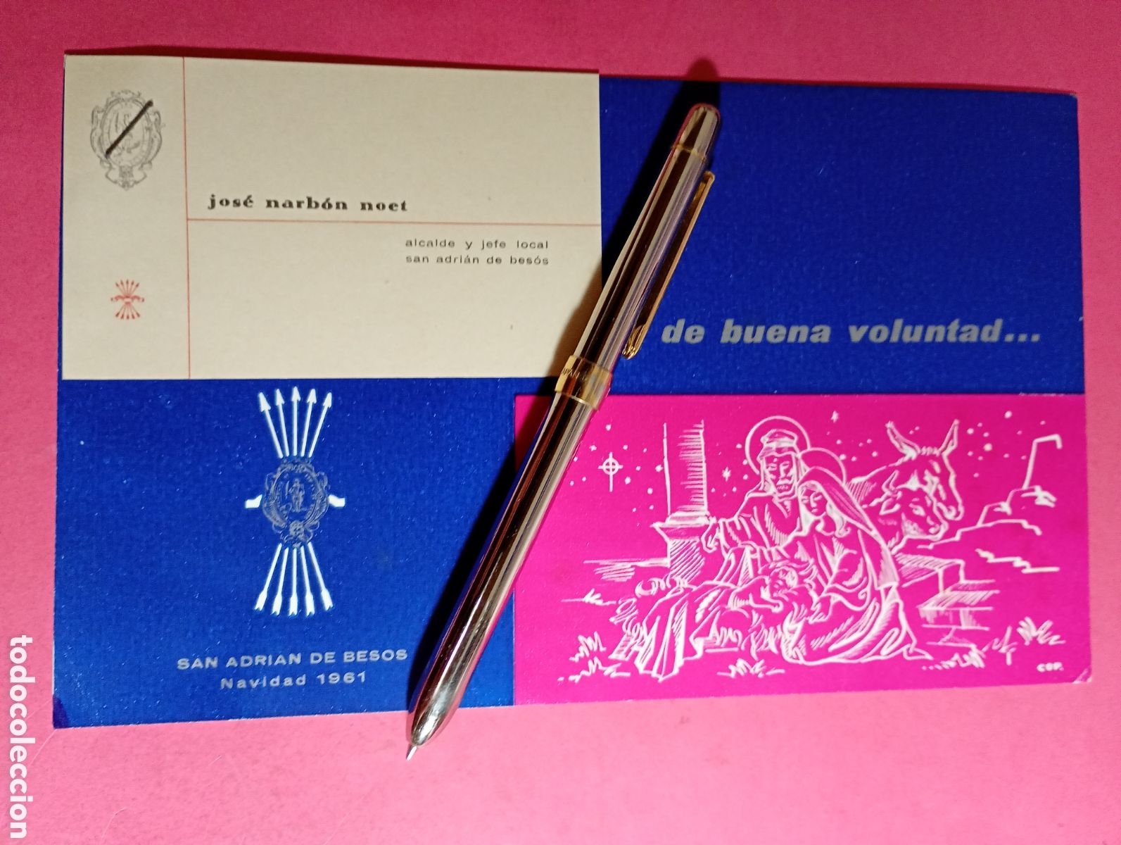 Postales: SAN ADRI&Aacute;N DE BES&Oacute;S J..................1961 ALCALDE Y JEFE LOCAL DEL MOVIMIENTO FELICITACI&Oacute;N NAVIDAD