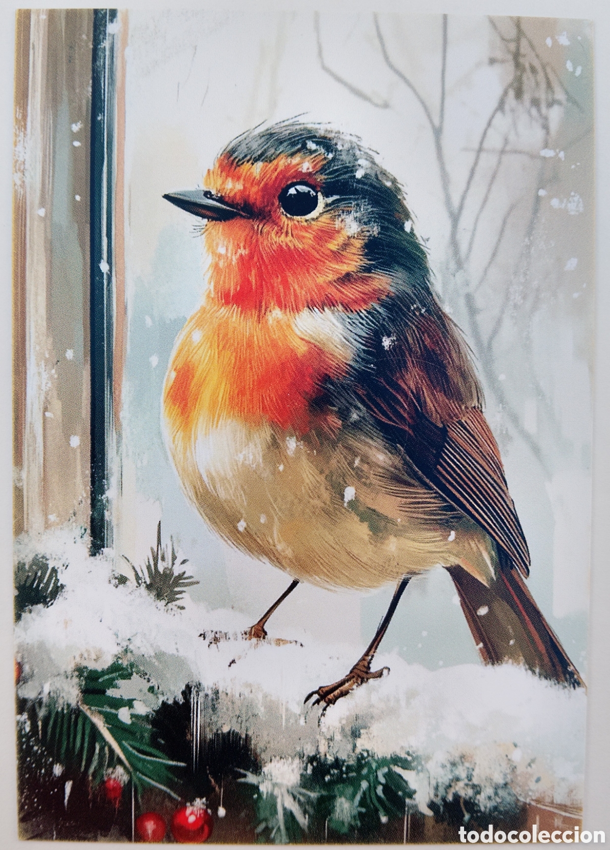 Postales: POSTAL NAVIDAD - PAJARITO PAISAJE NEVADO - ESTILO ANTIGUO