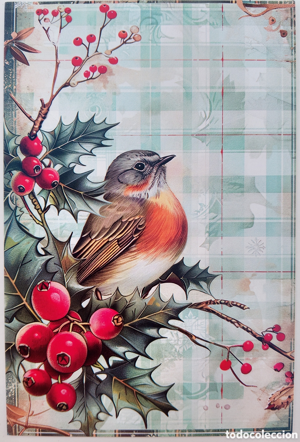 Postales: POSTAL NAVIDAD - PAJARITO ACEBO - ESTILO ANTIGUO