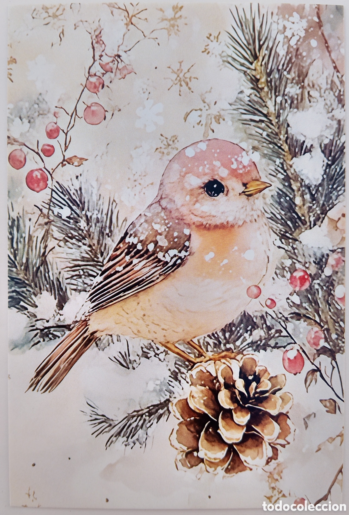 Postales: POSTAL NAVIDAD - PAJARITO PAISAJE NEVADO - ESTILO ANTIGUO