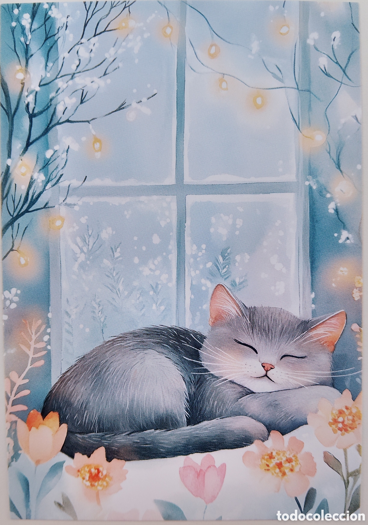 Postales: POSTAL NAVIDAD - GATITO VENTANA NIEVE - ESTILO ANTIGUO