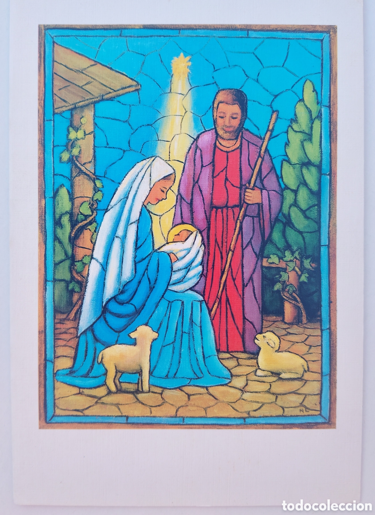 Postales: FELICITACI&Oacute;N NAVIDAD - ASOCIACI&Oacute;N PINTORES BOCA PIE - NACIMIENTO BEL&Eacute;N VIDRIERA