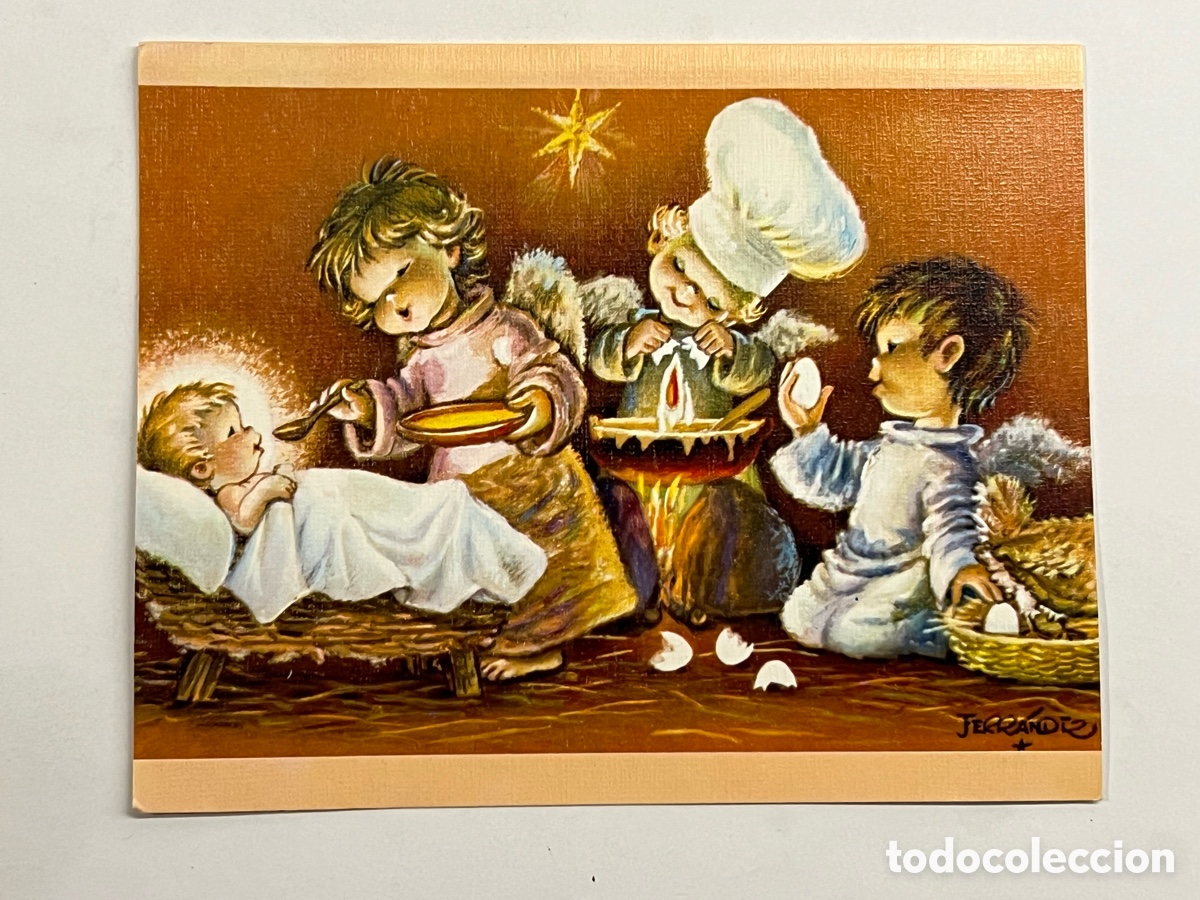 Postales: Postal Navide&ntilde;a. Ilustra Ferrandiz, Diptico B 1865 - 4 (a.1961) circulada.. Med&iacute;das: 11,5 x 14 cm.