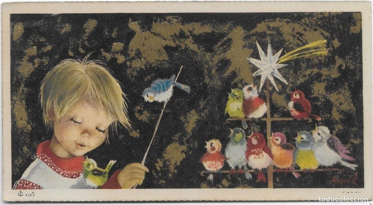 Postales: 2096Z - AUQUER - EDICIONES LT (ANCLA) SERIE 131.5 - MONAGUILLO, CORO DE PAJARITOS - 12X6,5 CM