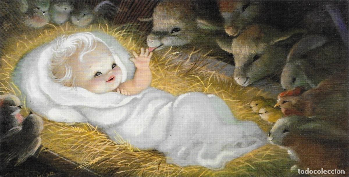 Postales: 7302O - MARTA RIBAS-EL NI&Ntilde;O EN EL PESEBRE- EDIC. SABADELL SERIE AVET 02.03.058.3 -DIPTICA 16,5X8,5