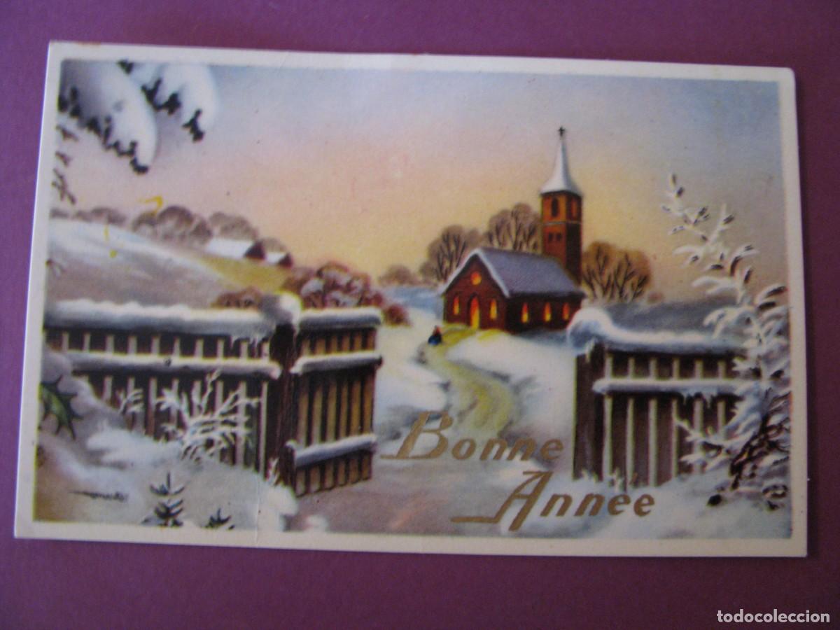 Postales: PEQUE&Ntilde;A TARJETA DE NAVIDAD DE ED. PHOTOCHROM. 592 GLAC&Eacute;E. BONNE ANN&Eacute;E. 11X7 CM. ESCRITA