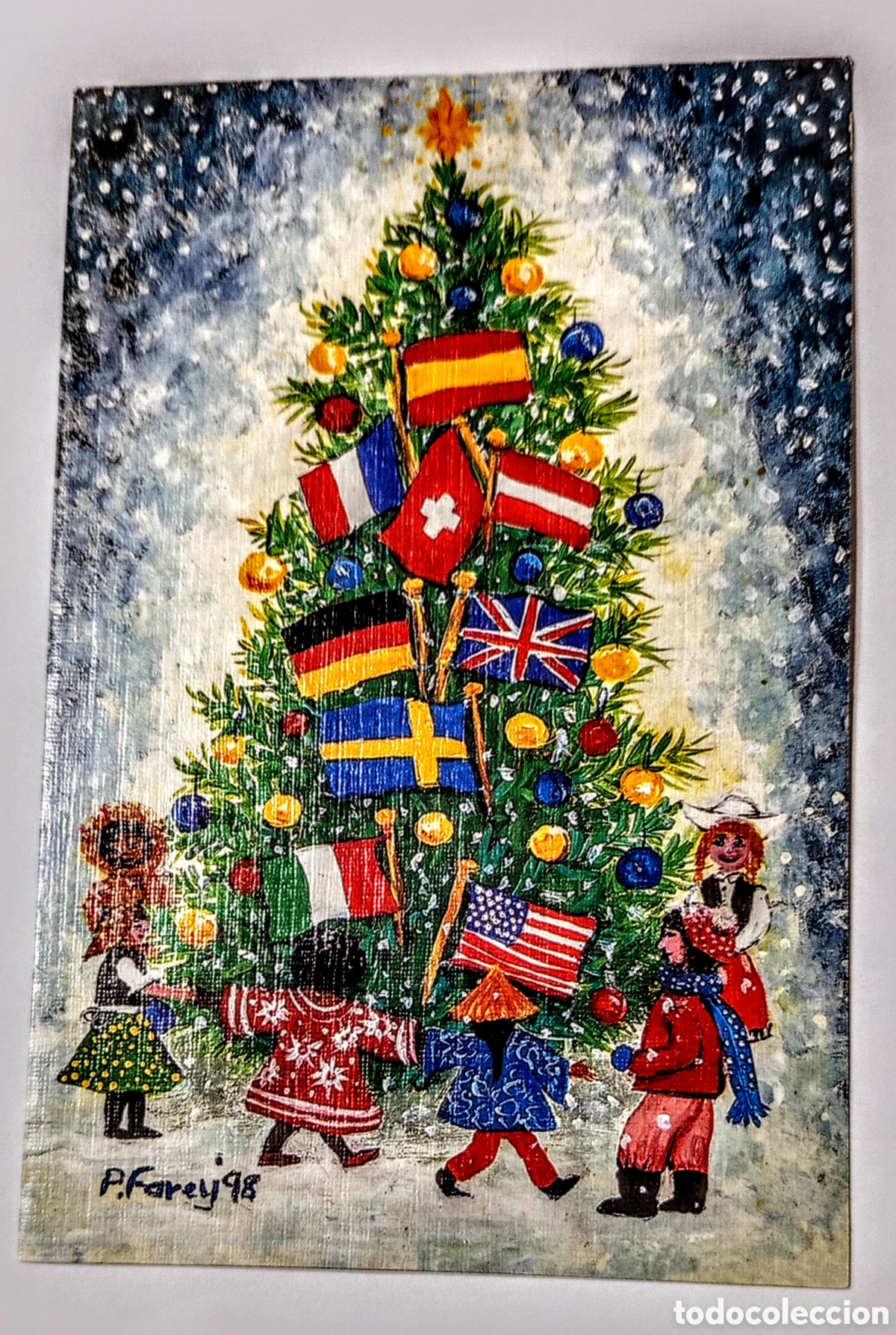 Postales: Postal Navidad. &Aacute;rbol banderas