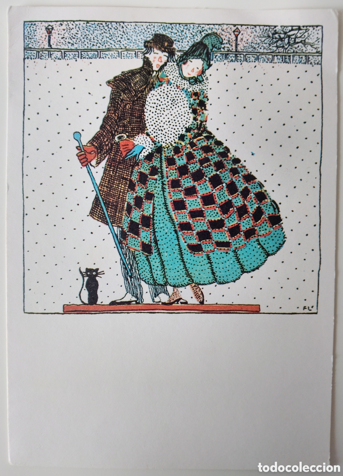 Postales: FELICITACI&Oacute;N NAVIDAD - UNICEF - PAREJA GATITO NIEVE