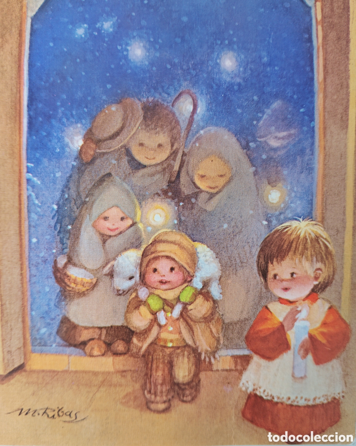 Postales: FELICITACI&Oacute;N NAVIDAD - MARTA RIBAS - EDICIONES BUSQUETS - PASTORES MONAGUILLO IGLESIA
