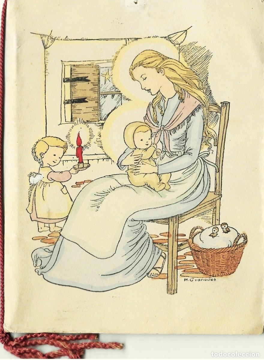 Postales: 7315O - M. GRANADOS-EL MESIAS, MARIA Y EL ANGEL DE LA GUARDA-ANTIGUA, A PLUMILLA- DOBLE 16X12,5 CM