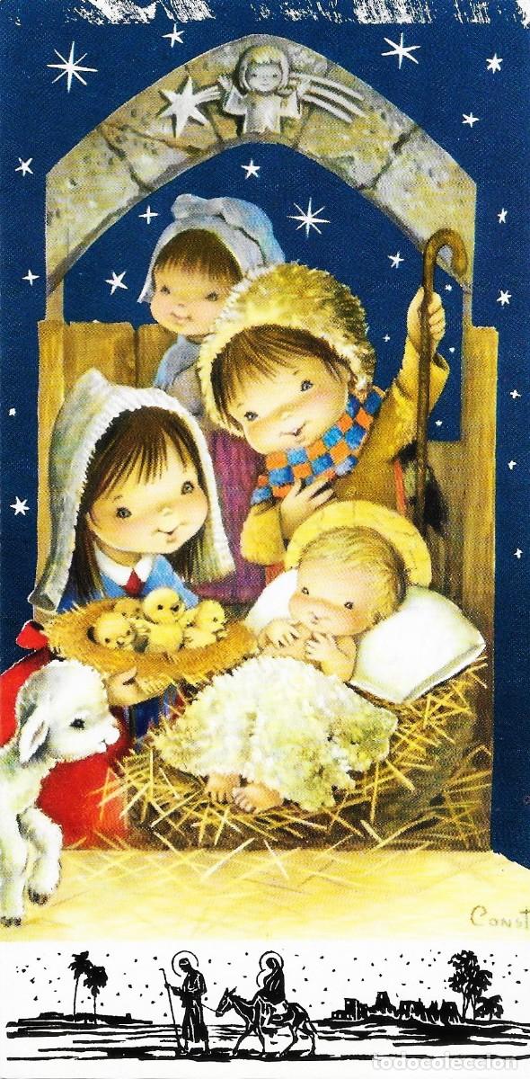 Postales: 7323O -CONSTANZA- NI&Ntilde;O EN PESEBRE, PASTORES,PATITOS, CORDERO, EDIC. CyZ 3529.168-B -DOBLE 16X8 CM